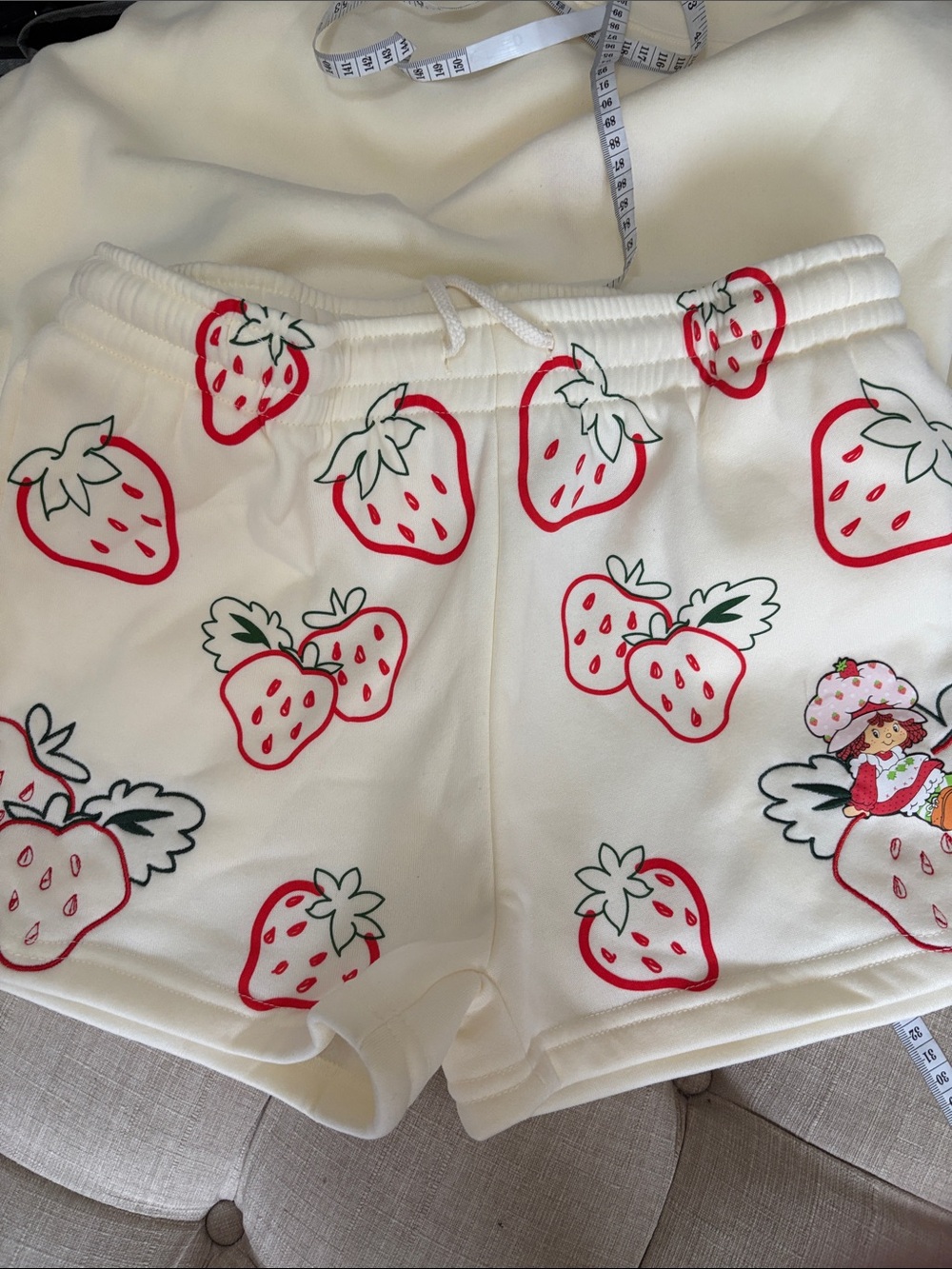 Strawberry-Print Pajama Set - Cream & Red NWOT - Picture 6 of 10